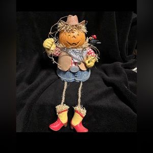Western Scarecrow Cowboy Roper Halloween Shelf Sitters Pumpkin